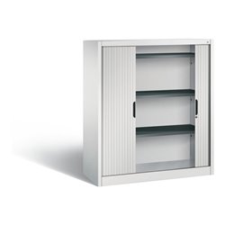 C+P Akten-Sideboard Omnispace mit Rollladen, 3 Ordnerhöhen, H1345xB1200xT420mm Front Lichtgrau Korpus Lichtgrau