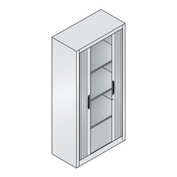 C+P Akten-Sideboard Omnispace mit Rollladen, 4 Ordnerhöhen, H1660xB800xT420mm Front Lichtgrau Korpus Lichtgrau