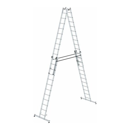 MUNK Aluminium-Stehleiter 4-teilig nivello®-Traverse 4 x 12 Sprossen