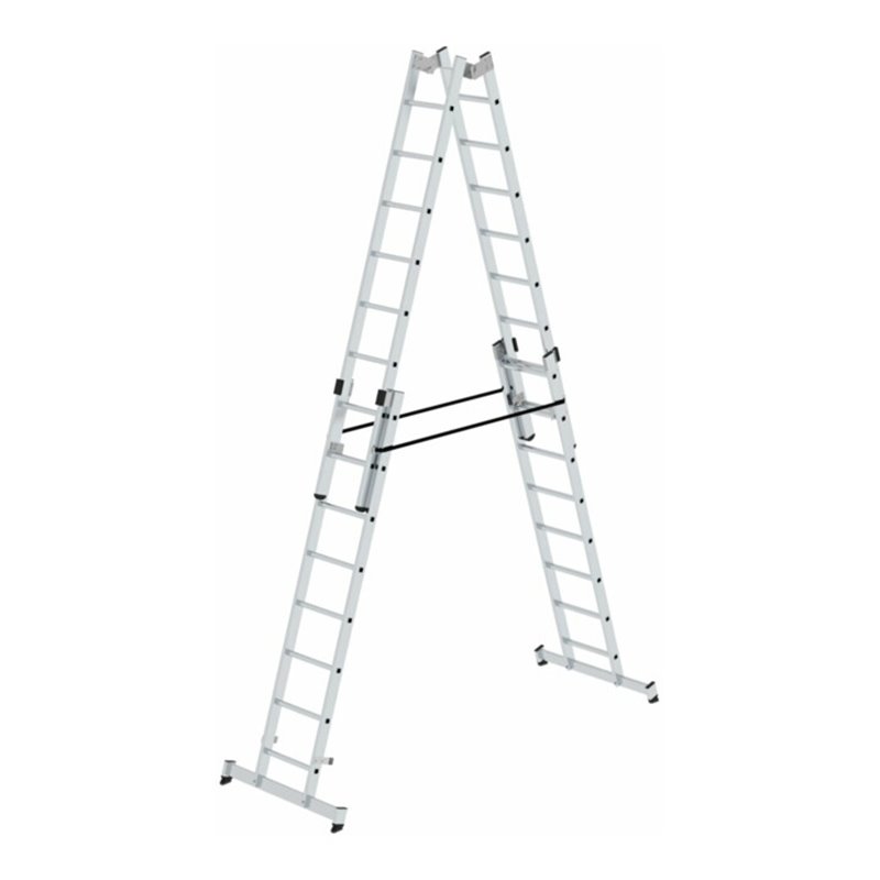 MUNK Aluminium-Stehleiter 4-teilig nivello®-Traverse 4 x 8 Sprossen