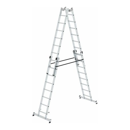 MUNK Aluminium-Stehleiter 4-teilig nivello®-Traverse 4 x 8 Sprossen