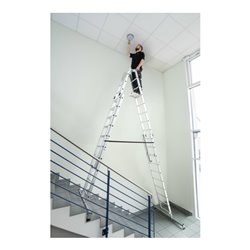 MUNK Aluminium-Stehleiter 4-teilig nivello®-Traverse 4 x 8 Sprossen