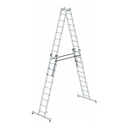 MUNK Aluminium-Stehleiter 4-teilig nivello®-Traverse 4 x 10 Sprossen