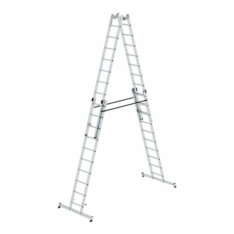 MUNK Aluminium-Stehleiter 4-teilig nivello®-Traverse 4 x 10 Sprossen