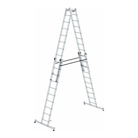MUNK Aluminium-Stehleiter 4-teilig nivello®-Traverse 4 x 10 Sprossen
