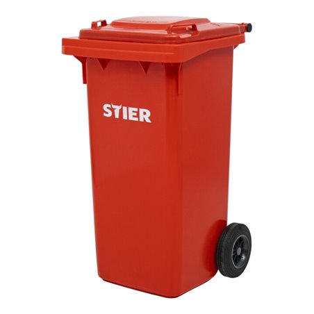 STIER 2-Rad-Müllgroßbehälter 120 l rot BxTxH 475x550x930 mm
