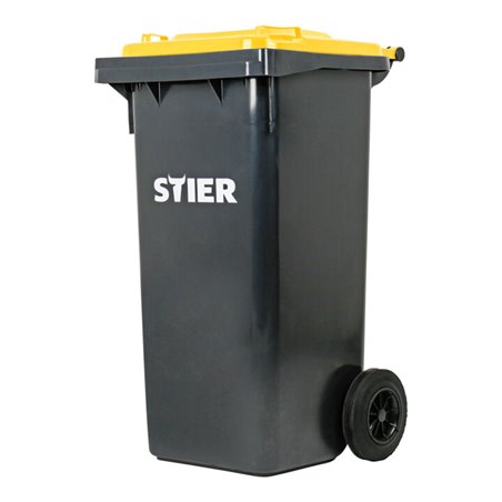 STIER 2-Rad-Müllgroßbehälter 120 l grau/gelb BxTxH 475x550x930 mm