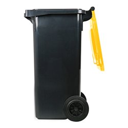 STIER 2-Rad-Müllgroßbehälter 120 l grau/gelb BxTxH 475x550x930 mm