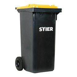 STIER 2-Rad-Müllgroßbehälter 120 l grau/gelb BxTxH 475x550x930 mm