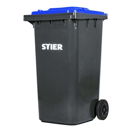 STIER 2-Rad-Müllgroßbehälter 240 l grau/blau BxTxH 576x720x1067 mm