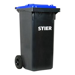 STIER 2-Rad-Müllgroßbehälter 120 l grau/blau BxTxH 475x550x930 mm