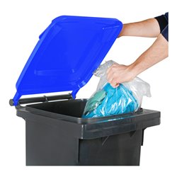 STIER 2-Rad-Müllgroßbehälter 120 l grau/blau BxTxH 475x550x930 mm