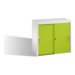 C+P Akten-Sideboard Acurado mit Schiebetüren, 2 Ordnerhöhen, H720xB800xT400mm Front Viridingrün Korpus Lichtgrau