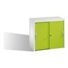 C+P Akten-Sideboard Acurado mit Schiebetüren, 2 Ordnerhöhen, H720xB800xT400mm Front Viridingrün Korpus Lichtgrau