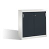 C+P Akten-Sideboard Acurado mit Schiebetüren, 3 Ordnerhöhen, H1200xB1200xT500mm Front Schwarzgrau Korpus Lichtgrau