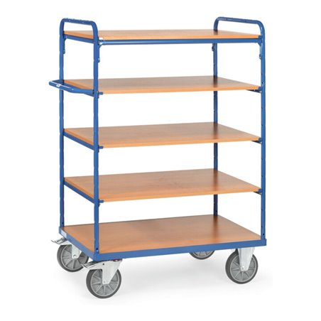 fetra Etagenwagen 8243, Tragkraft 600kg, TPE-Reifen, 1 fester und 4 Einlegeböden