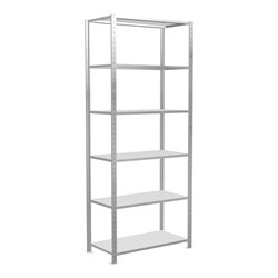 Schulte Grundregal Steckregal MULTIplus85 2500 x 1000 x 500 mm 6 Fachböden Kreuzstrebe RAL 7035 lichtgrau