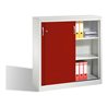 C+P Akten-Sideboard Acurado mit Schiebetüren, 3 Ordnerhöhen, H1200xB1200xT400mm Front Rubinrot Korpus Lichtgrau