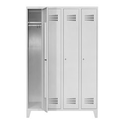 STIER Garderobenspind Premium mit Füßen 4 Abteile Zylinderschloss lichtgrau