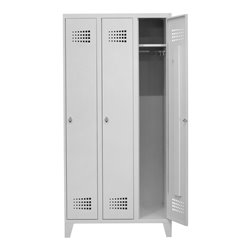 STIER Garderobenspind Premium mit Füßen 3 Abteile Drehriegel lichtgrau