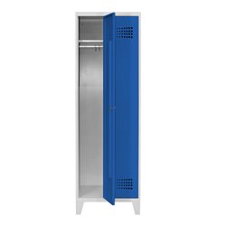 STIER Garderobenspind Premium mit Füßen 2 Abteile Zylinderschloss lichtgrau/enzianblau