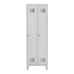 STIER Garderobenspind Premium mit Füßen 2 Abteile Drehriegel lichtgrau