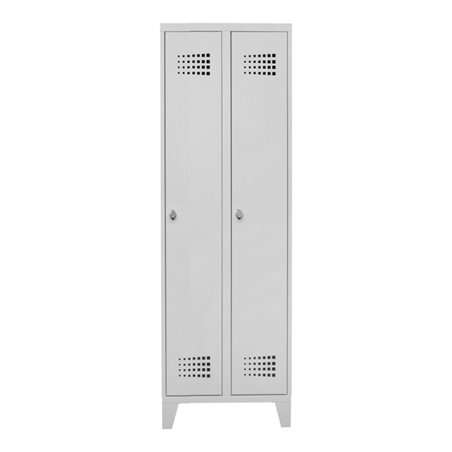 STIER Garderobenspind Premium mit Füßen 2 Abteile Drehriegel lichtgrau