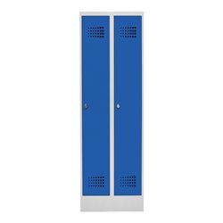 STIER Garderobenspind Premium mit Sockel 2 Abteile Drehriegel lichtgrau/enzianblau