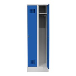 STIER Garderobenspind Premium mit Sockel 2 Abteile Drehriegel lichtgrau/enzianblau