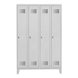 STIER Garderobenspind Premium mit Füßen 4 Abteile Drehriegel lichtgrau