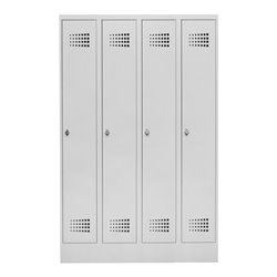 STIER Garderobenspind Premium mit Sockel 4 Abteile Drehriegel lichtgrau