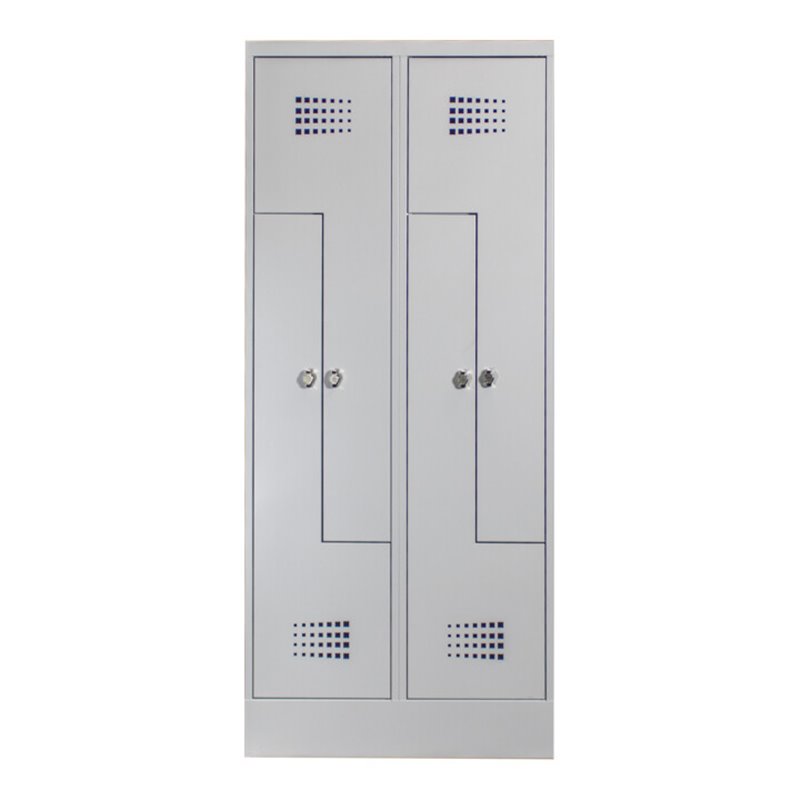 STIER Z-Garderobenspind Premium mit Sockel 4 Abteile Drehriegel lichtgrau