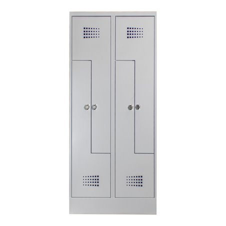 STIER Z-Garderobenspind Premium mit Sockel 4 Abteile Drehriegel lichtgrau