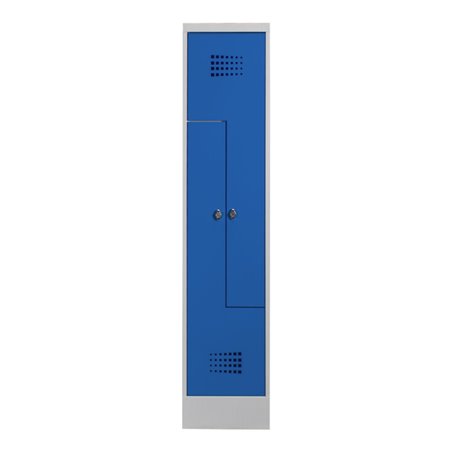STIER Z-Garderobenspind Premium mit Sockel 2 Abteile Drehriegel lichtgrau/enzianblau