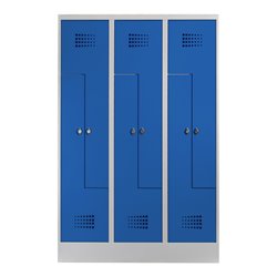 STIER Z-Garderobenspind Premium mit Sockel 6 Abteile Drehriegel lichtgrau/enzianblau