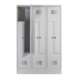 STIER Z-Garderobenspind Premium mit Sockel 6 Abteile Drehriegel lichtgrau