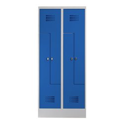 STIER Z-Garderobenspind Premium mit Sockel 4 Abteile Drehriegel lichtgrau/enzianblau