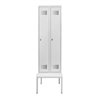 STIER Garderobenspind Premium mit Sitzbankuntergestell 2 Abteile Drehriegel lichtgrau