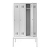 STIER Garderobenspind Premium mit Sitzbankuntergestell 4 Abteile Drehriegel lichtgrau