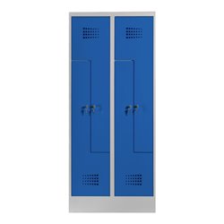 STIER Z-Garderobenspind Premium mit Sockel 4 Abteile Zylinderschloss lichtgrau/enzianblau