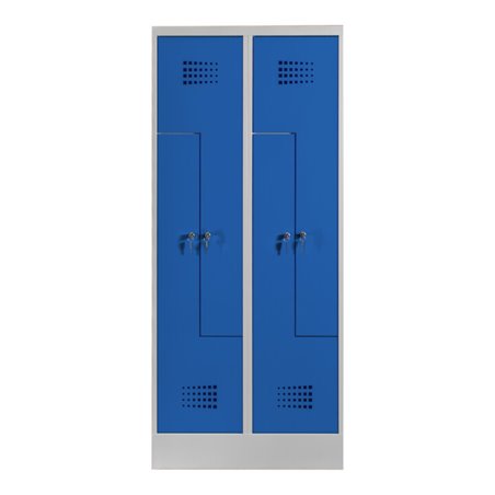 STIER Z-Garderobenspind Premium mit Sockel 4 Abteile Zylinderschloss lichtgrau/enzianblau