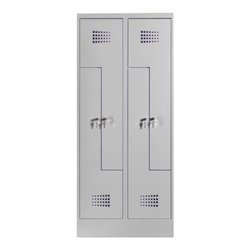 STIER Z-Garderobenspind Premium mit Sockel 4 Abteile Zylinderschloss lichtgrau