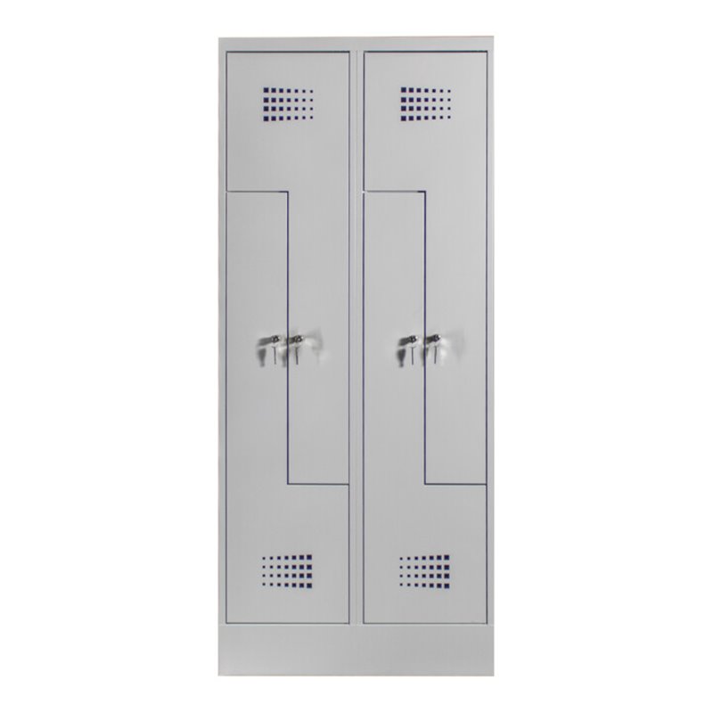 STIER Z-Garderobenspind Premium mit Sockel 4 Abteile Zylinderschloss lichtgrau