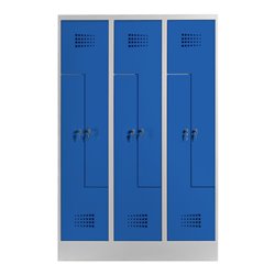 STIER Z-Garderobenspind Premium mit Sockel 6 Abteile Zylinderschloss lichtgrau/enzianblau