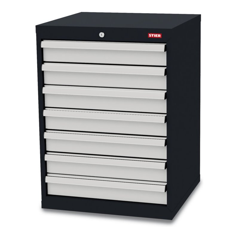 STIER Schubladenschrank mit 7 Schubladen BxTxH 600x575x820 mm RAL 7016 / RAL 7035