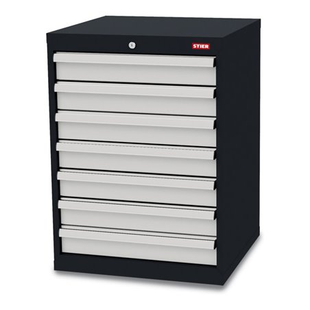 STIER Schubladenschrank mit 7 Schubladen BxTxH 600x575x820 mm RAL 7016 / RAL 7035