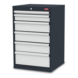 STIER Schubladenschrank mit 6 Schubladen BxTxH 600x575x920 mm RAL 7016 / RAL 7035