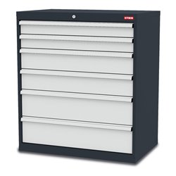 STIER Schubladenschrank mit 6 Schubladen BxTxH 900x575x1020 mm RAL 7016 / RAL 7035