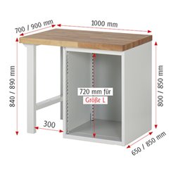 Rau Werkbank 7502A1, B1000xT900xH890mm, 1x Schublade-TA, 1x Tür