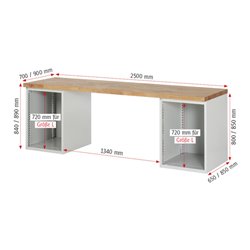 Rau Werkbank 7510A3, B2500xT900xH890mm, 8x Schublade-TA
